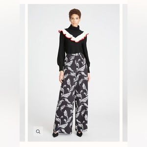 NWT Amur Sz 2 Black Feather Pants Wide-Leg